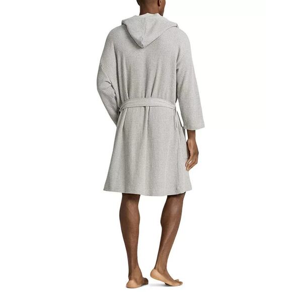 POLO RALPH LAUREN MEN'S THERMAL HOODED ROBE GRAY L/XL NWT - Picture 3 of 3